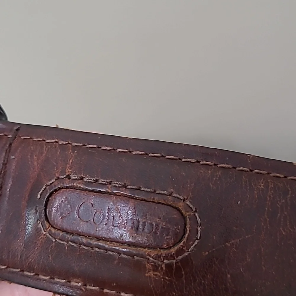 Columbia Dark Brown Leather Belt with Silver Hardware size 34